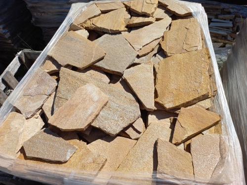 Плитняк златолит жёлтый золотистый для отмостки купить в Усть-Катаве